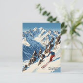 Chamonix France Skiën Briefkaart (Staand voorkant)