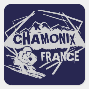 Chamonix Frankrijk marineblauw ski logo art sticke Vierkante Sticker