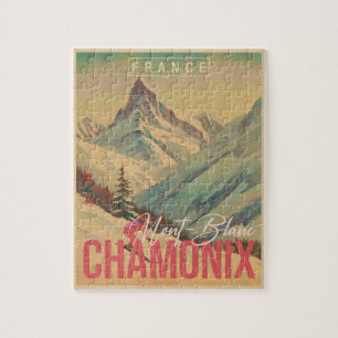 Chamonix Frankrijk  Mont Blanc Skiën jaren 1950 Legpuzzel