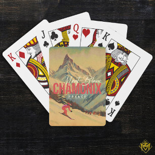Chamonix Frankrijk  Mont Blanc Skiën jaren 1950 Pokerkaarten