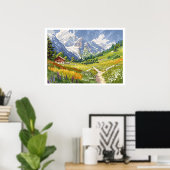 Chamonix, Frankrijk Retro Mountain Poster (Thuiskantoor)