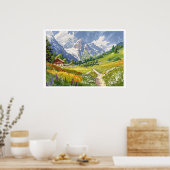 Chamonix, Frankrijk Retro Mountain Poster (Keuken)