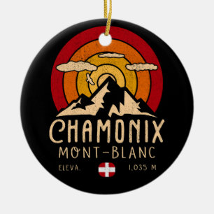 Chamonix Frankrijk Retro Sunset Skiën Souvenirs 80 Keramisch Ornament