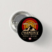 Chamonix Frankrijk Retro Sunset Skiën Souvenirs 80 Ronde Button 3,2 Cm (Voorkant /achterkant)