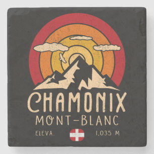 Chamonix Frankrijk Retro Sunset Skiën Souvenirs 80 Stenen Onderzetter