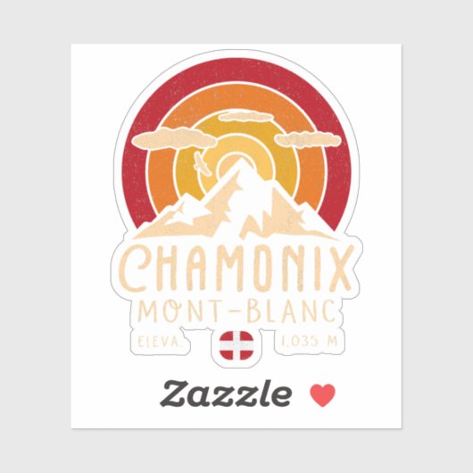 Chamonix Frankrijk Retro Sunset Skiën Souvenirs 80 Sticker (Vel)