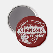 Chamonix Frankrijk rode ski logo art magneet (Voorkant / Achterkant)