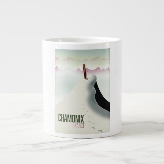 Chamonix Frankrijk ski reisposter Extra Grote Beker (Voorkant)