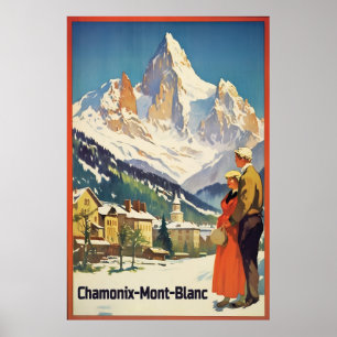 Chamonix, Mont Blan, Ski Poster