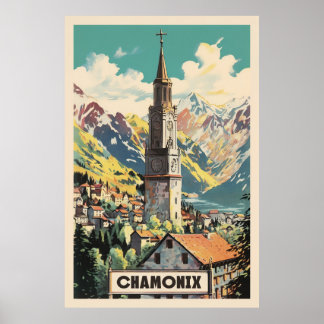 Chamonix, Mont Blan,  Ski Poster