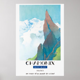 Chamonix, Mont-Blanc France, Affiche de ski de voy