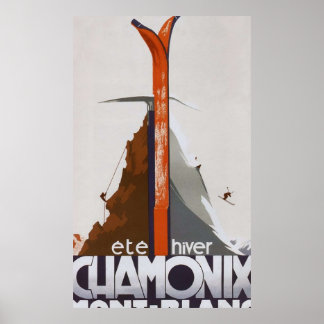 Chamonix Mont Blanc France  Ski Poster