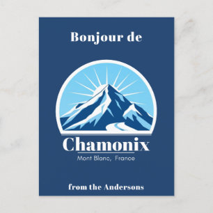 Chamonix Mont Blanc Frankrijk blauw Briefkaart