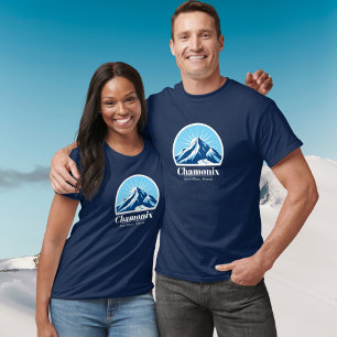 Chamonix Mont Blanc Frankrijk blauw T-shirt