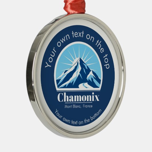 Chamonix Mont Blanc Frankrijk medaille Metalen Ornament (Rechts)