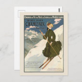 Chamonix Mont Blanc  Franse kiing Briefkaart (Voorkant / Achterkant)