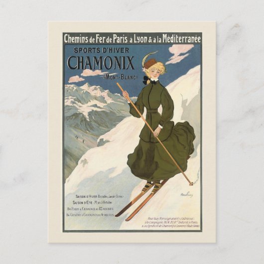 Chamonix Mont Blanc  Franse kiing Briefkaart (Voorkant)