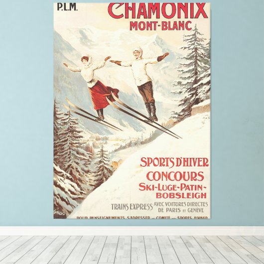 Chamonix Mont Blanc Poster Canvas Afdruk (Insitu (Houten vloer))