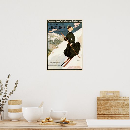 CHAMONIX Mont Blanc Ski Winter Sports Frankrijk Poster (Keuken)