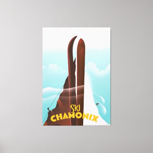 Chamonix-Mont-Blanc skiposter Canvas Afdruk (Voorkant)