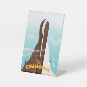 Chamonix-Mont-Blanc Skiposter Reclamebord Met Voetstuk