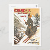  Chamonix Mont Blanc Travel Poster Briefkaart (Voorkant / Achterkant)