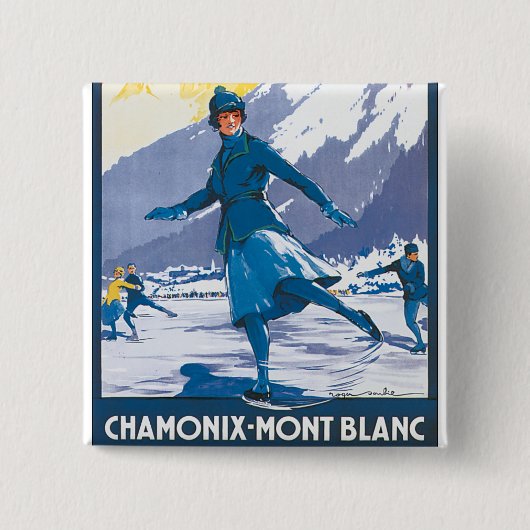 Chamonix-Mont Blanc Vierkante Button 5,1 Cm (Voorkant)