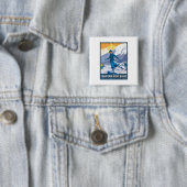  Chamonix Mont Blanc Vierkante Button 5,1 Cm (In situ)