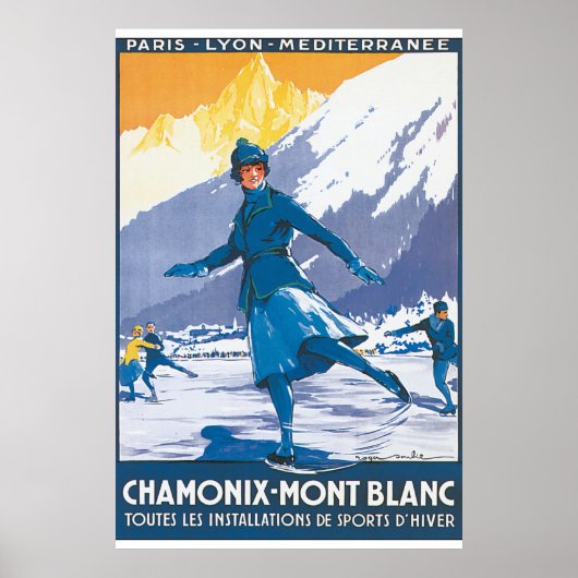 Chamonix Mont Blanc Vintage Travel Poster (Voorkant)