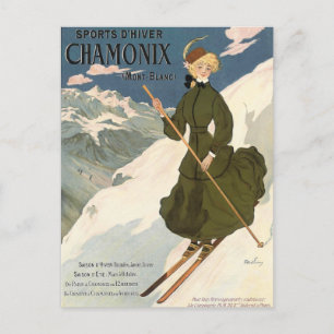 Chamonix Mont Blanc Vrouw  Frans Ski Briefkaart