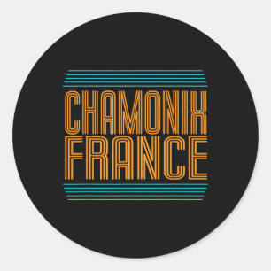 Chamonix Retro Franse Alpen Alpine Skiën Frankrijk Ronde Sticker