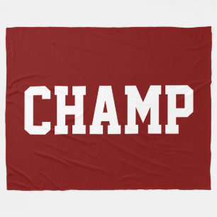 CHAMP Athletic Witte Tekst Op Krachtige Diep Rode Fleece Deken