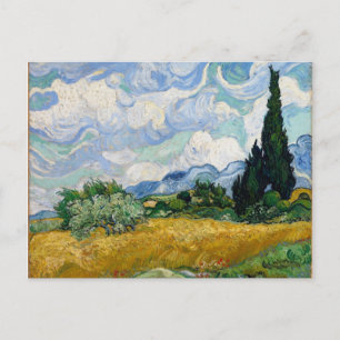 Champ blé avec carte postale Cypress