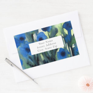 Champ bleu de fleurs étiquettes