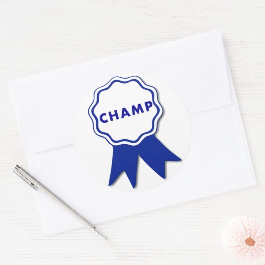 Champ Blue Lint Ronde Sticker (Envelop)