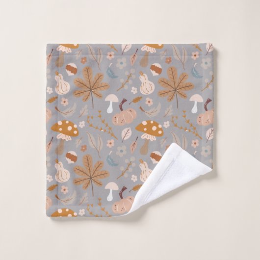 Champ Citrouille d'automne avec feuilles et champi (Gant de toilette)