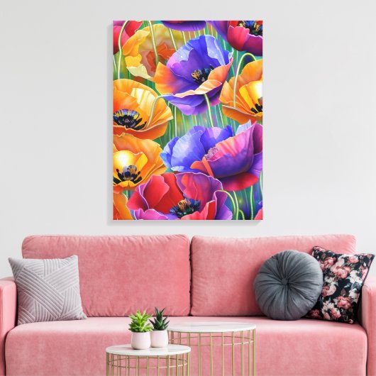 Champ coloré de pavots toile d'art Imprimer (Insitu(Salon))