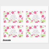 Champ d'aquarelle rose profonde fleurit Étiquettes (Feuille)