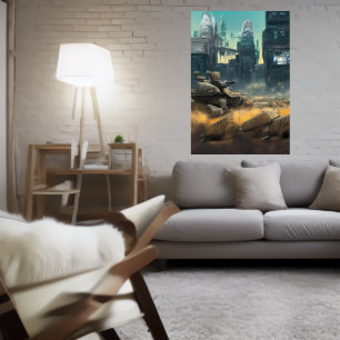 Champ de bataille dans la ville AI Art Poster