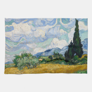 Champ de blé avec serviette de cuisine Cyprès