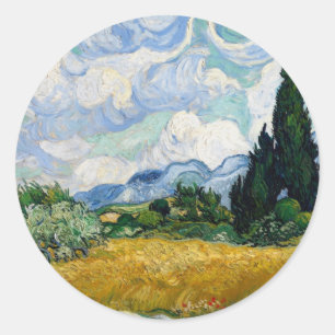 Champ de blé avec Sticker rond Cypress
