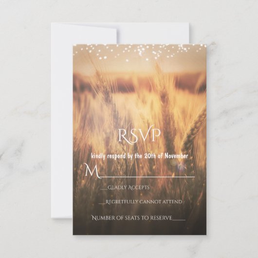 Champ de blé Mariage campagnard rustique RSVP (Devant)
