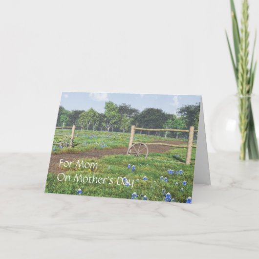 Champ de Bluebonnets - Carte de fête des mères (Devant)