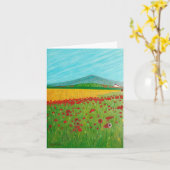 Champ de carte de note de pavots (Fleur jaune)