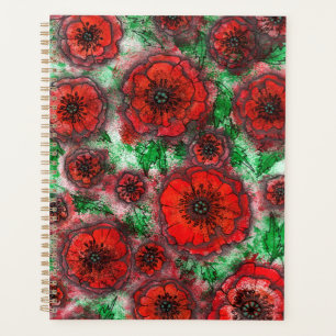 Champ de Coquelicots Aquarelle Art Botanique en Li
