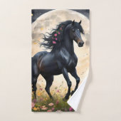 Champ de fleur de lune de cheval noir, (Serviette à main)
