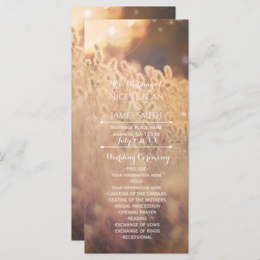 Champ de fleur Programme de Mariage campagnard rus (Devant / Derrière)