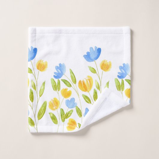 Champ de fleurs bleu jaune (Gant de toilette)