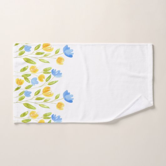 Champ de fleurs bleu jaune (Serviette à main)