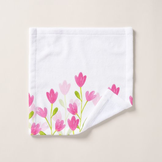 Champ de fleurs d'aquarelle rose (Gant de toilette)